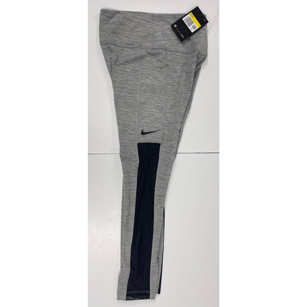 NIKE Women Training Crop Mesh Tights Grey Black CJ1816 091‎ - Small